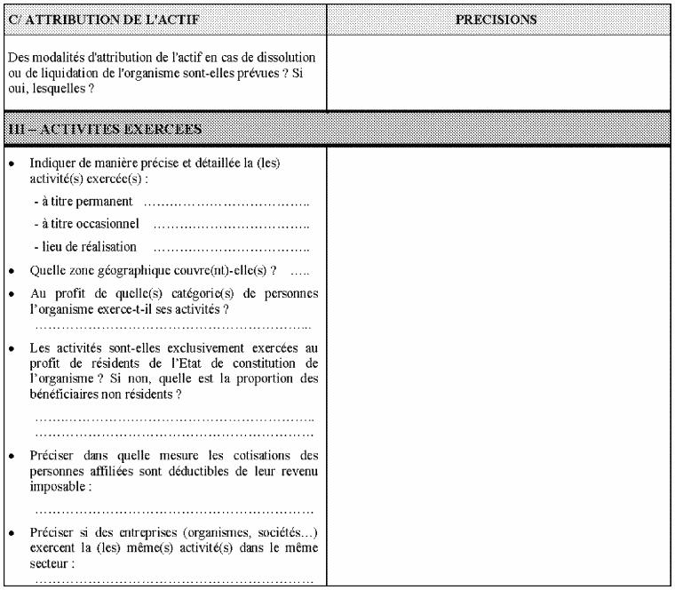 4ème partie du questionnaire relatif à la situation fiscale des OSBLn'ayant pas leur siège social en France