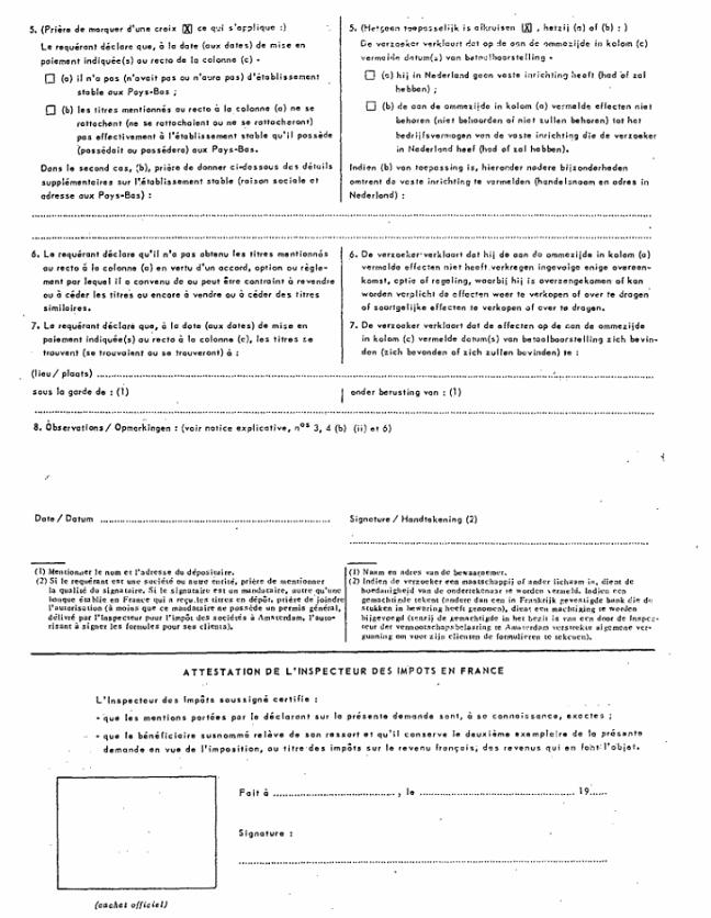FORMULAIRE - INT - Demande d'exonération ou de remboursement partiels de l'impôt néerlandais sur les dividendes (4)